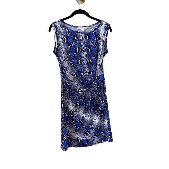 DVF Diane Von Furstenberg Sleeveless Python Print Silk Mini Dress Blue Size 6 - Picture 3 of 9